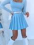 Pleated shorts + double belt J72 - LIGHT BLUE